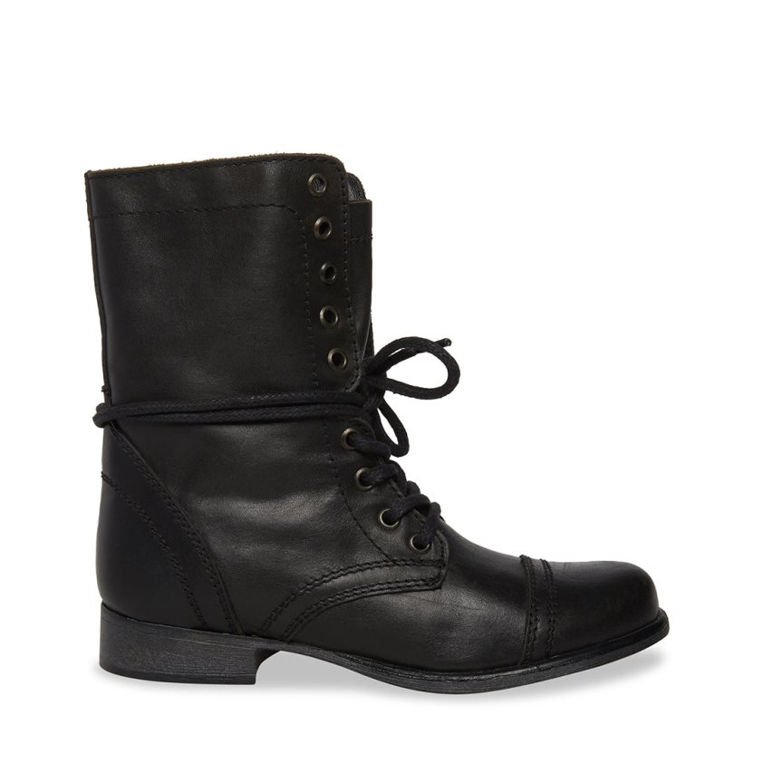 Botines Steve Madden Troopa Cuero Mujer Negras | ES RV4S82